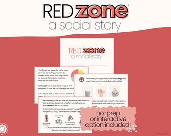 Red Zone Social Story | Self Regulation, Pediatric Therapy (Digital Download)