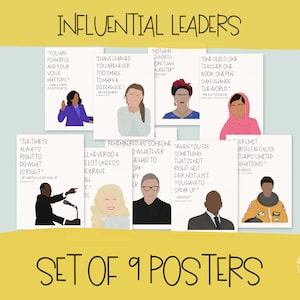 9 Influential Leaders Posters | Classrooms Inspirational Posters | Clinic Decor | Pediatric Therapy | Occupational Therapy |Digital Download