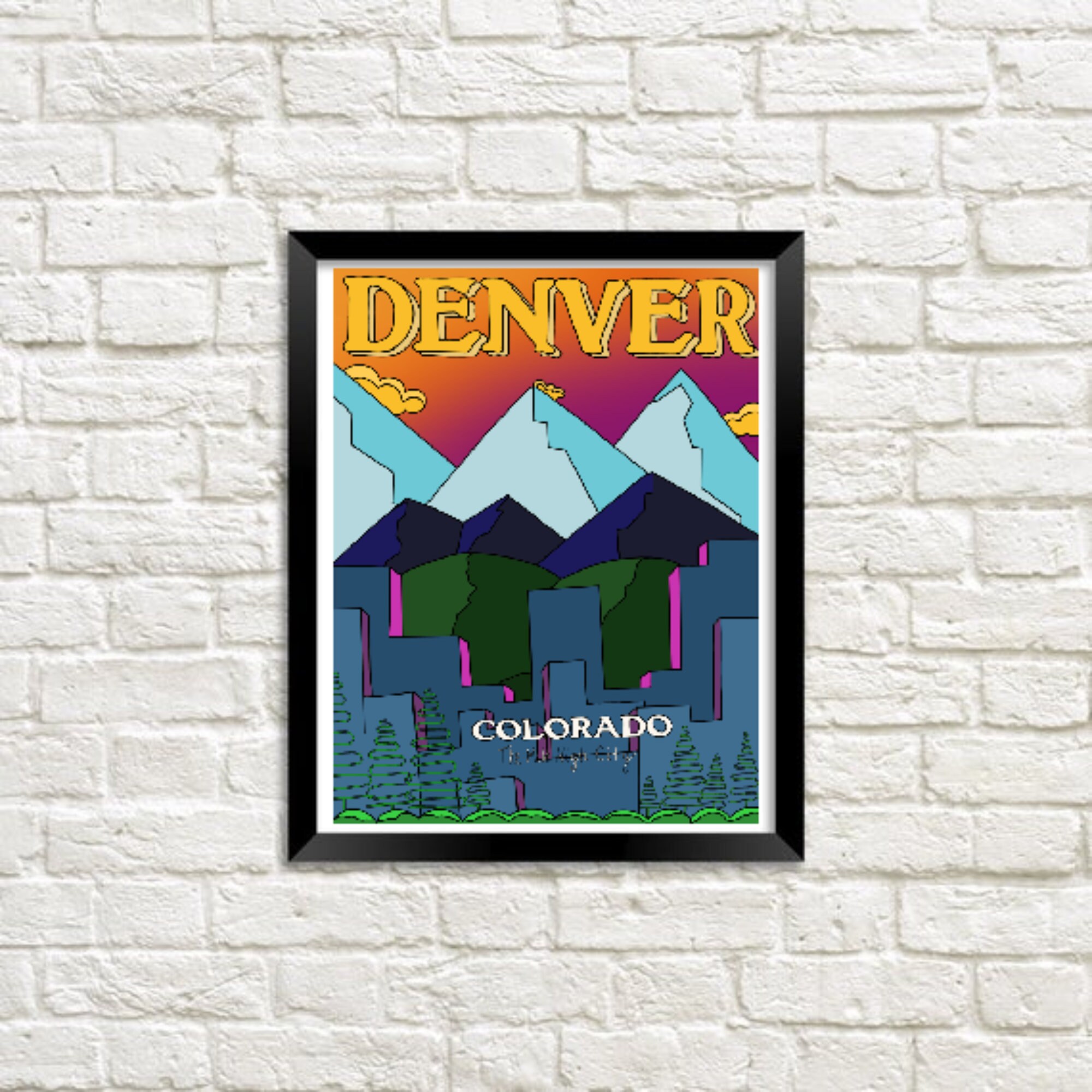 Retro Denver Colorado Home Decor Denver Colorado Wall Etsy