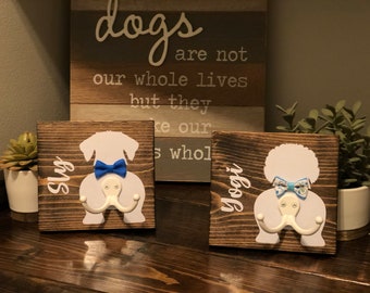 Personalized Dog Leash Holder/Hanger - Square Design