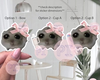 Sad Hamster Sticker, Sad Hamster meme sticker, Hamster sticker, meme sticker, Sad Hamster with bow laptop cute bow, im just a girl, tiktok