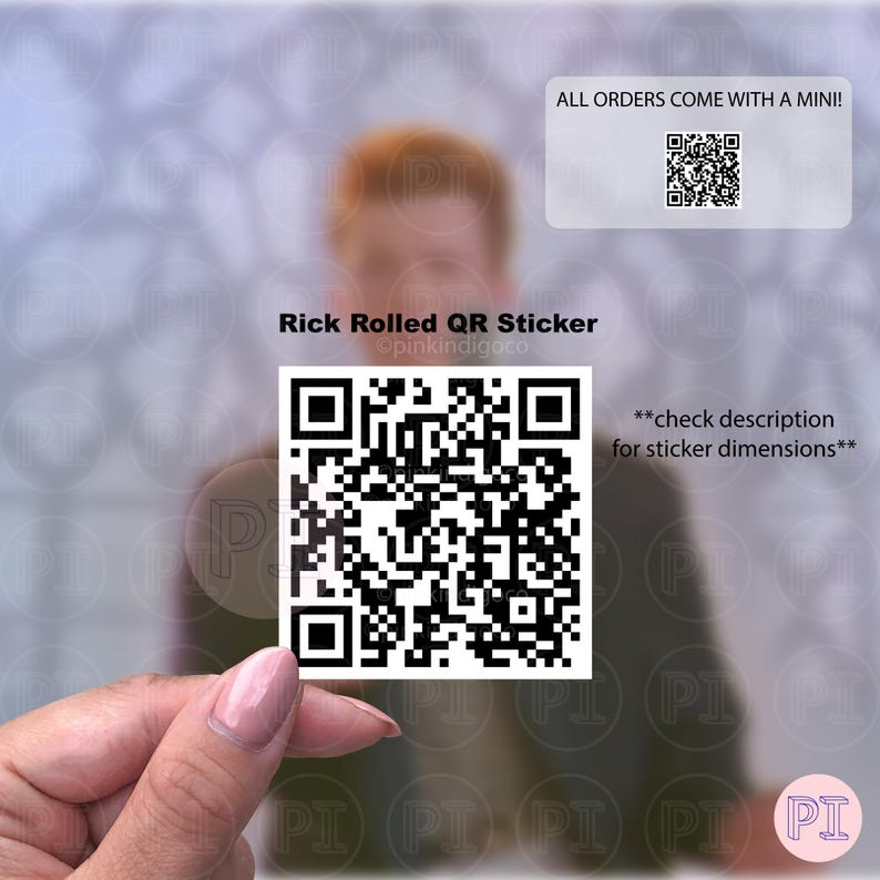 Rick Roll Sticker, Rick Roll QR Code Sticker, Rickrolling Prank Sticker ...