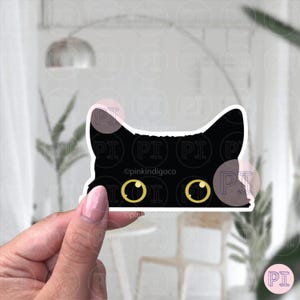 Black Cat Meme Sticker, Black Peeking cat Meme, Meme Cat Peeking Sticker, Cat Peeking Meme, Black Cat Sticker, Peeking Cat, Laptop Sticker