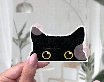 Black Cat Meme Sticker, Black Peeking cat Meme, Meme Cat Peeking Sticker, Cat Peeking Meme, Black Cat Sticker, Peeking Cat, Laptop Sticker