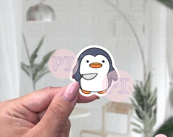 Knife Chick Sticker, Penguin holding knife Meme Sticker, Duck knife sticker, cute duck sticker, funny sticker, laptop sticker, meme sticker