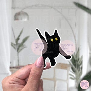 Sticker mème chat noir, chat noir sauteur, sticker mème chat sauteur, chat sauteur chat noir, mème sticker chat noir, Sticker pour ordinateur portable