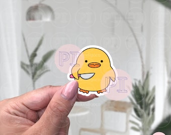 Knife Chick Sticker, Chicken holding knife Meme Sticker, Duck knife sticker, cute duck sticker, funny sticker, laptop sticker, meme sticker