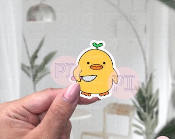 Knife Chick Sticker, Chicken holding knife Meme Sticker, Duck knife sticker, cute duck sticker, funny sticker, laptop sticker, meme sticker