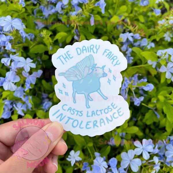 Dairy Fairy - Waterproof Vinyl Sticker - Gloss Finish - Original Art - Silly Lactose Intolerant Decal Whimsy DnD Bottle Laptop Notebook Gift