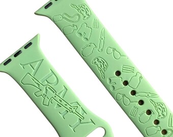 Correa personalizada para Apple Watch con grabado militar, diseño del Ejército.