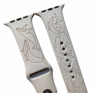 Whales Watchband | Smart Watch | Whales iWatch | Whale | Laser Engraved Band | Humpbacks Band | Whale Watch Watch Band | Engraved WatchBand