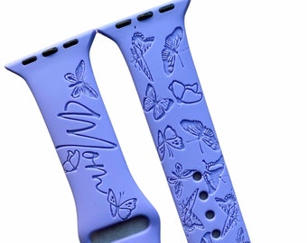 Correa para Apple Watch con mariposas grabadas con láser, regalo para mamá