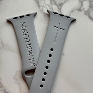 Matthew 7 8 Watchband, Apple Watch, Bible Verse Watch Band, Christian Band, Laser Engraved Band, Bible Verse, Cross WatchBand, Matthew 7:8
