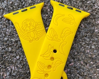 Bracelet Apple Watch singe gravé au laser, motif banane