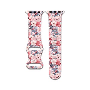 Blue Cherry Blossom Watch Band Compatible with Apple Watch Series 1-9, 38mm, 40mm, 41mm, 42mm, 44mm, 45mm, 49mm, SE, SE2, Ultra, Ultra 2