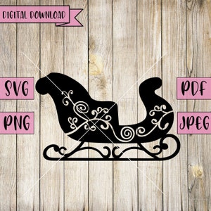 Santas Sleigh Svg, Merry Christmas Svg, Santas Sleigh Mandala, Santa Decal, Santas Reindeers Svg, Christmas Decor, Silhouette, Cricut, Vinyl