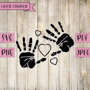 Handprint Svg, Hand Svg, Hand Prints Decal, Hands Svg, Baby Shower Svg, Printed Hands, Digital, Silhouette , Cricut, Vinyl, Laser Cut Files