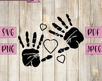 Handprint SVG, Baby Shower Hand Prints, Cricut Silhouette Cut Files (Digital Download)