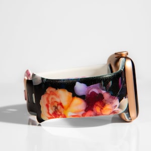 Vintage Floral, painted Watch Band Compatible with Apple Watch Series 1-9, 38mm, 40mm, 41mm, 42mm, 44mm, 45mm, 49mm, SE, SE2, Ultra, Ultra 2