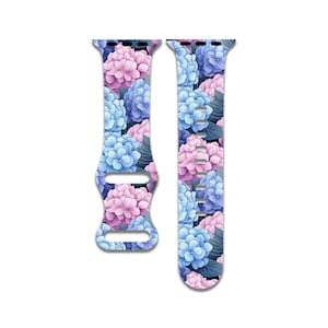 Hydrangea Floral Watch Band Compatible with Apple Watch Series 1-9, 38mm, 40mm, 41mm, 42mm, 44mm, 45mm, 49mm, SE, SE2, Ultra, Ultra 2