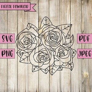 Rosas Svg, Imágenes Prediseñadas de flores, Calcomanía de rosa, Rosas rojas Svg, Ramo Svg, Perdón Svg, Vector, Silueta, Cricut, Vinilo, Png, Descarga instantánea