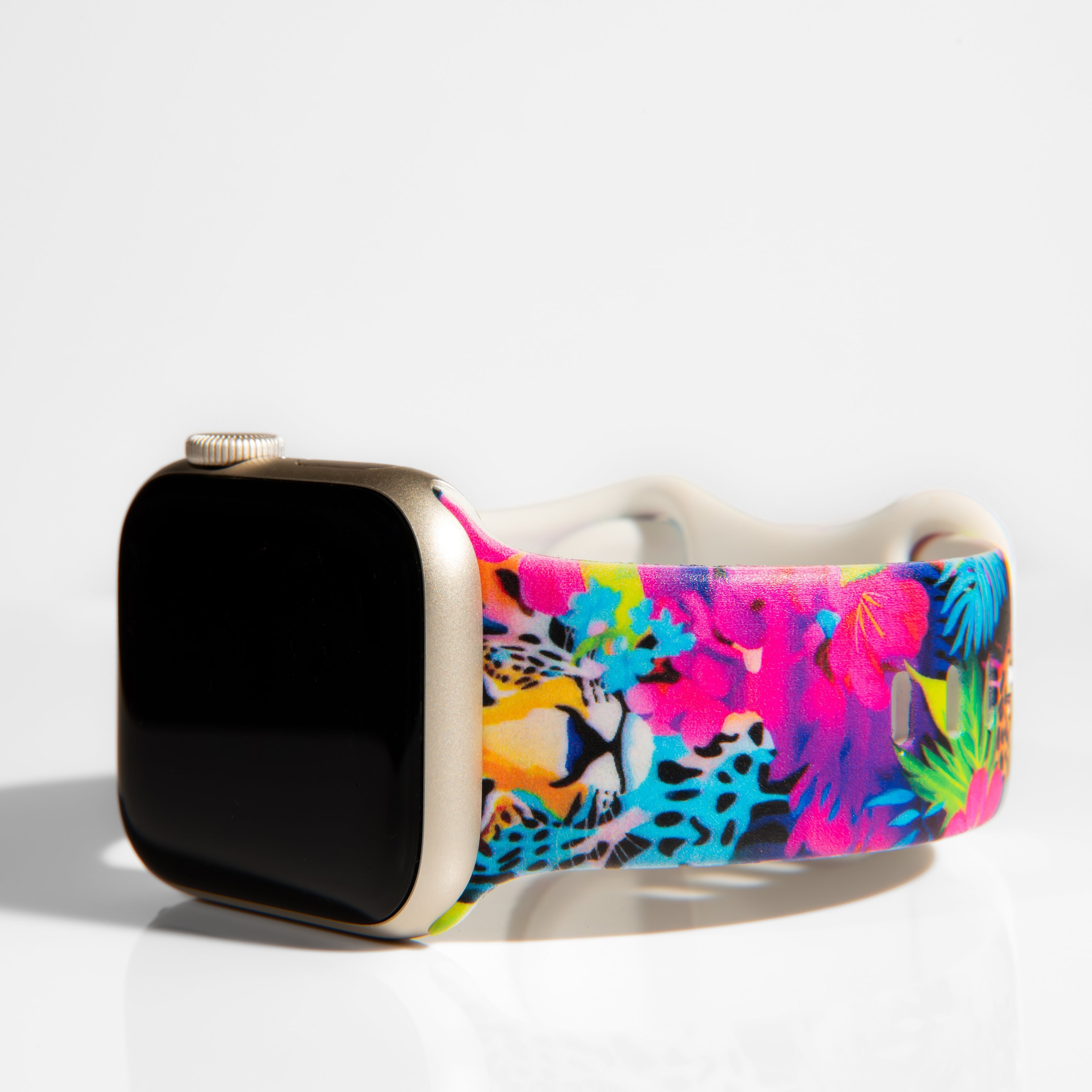Vibrant Floral Leopard Apple Watch Band, Tropical Print - Etsy display picture 3