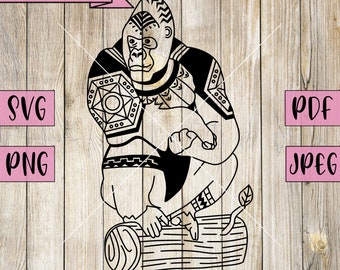 Tribal Gorilla SVG, Ape Clipart, Vinyl Cut File (Digital Download)