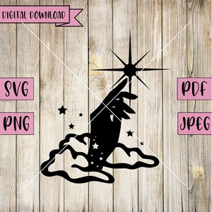 Hand Pointing Star Svg, Hand Vector, Celestial Svg, Hand Vector, Pointing Finger Svg, Mystical Svg, Silhouette, Cricut Vinyl, Laser Cut File