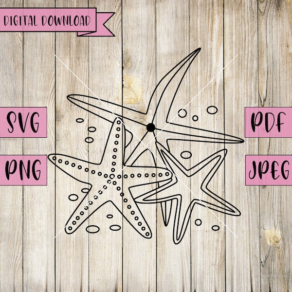 Starfish Svg, Starfish Clipart, Ocean Starfish Decal, Ocean Svg, Ocean Fish Svg, Patrick Star, Silhouette, Cricut, Vinyl, Png and Svg File