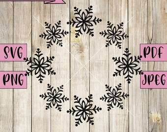 Snowflake Wreath SVG, Christmas Holiday Pattern (Digital Download)