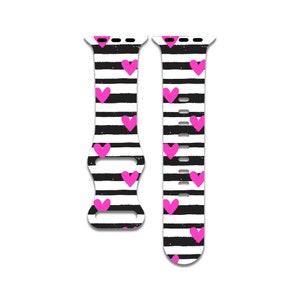 Black & White Strips Watch Band Compatible with Apple Watch Series 1-9, 38mm, 40mm, 41mm, 42mm, 44mm, 45mm, 49mm, SE, SE2, Ultra, Ultra 2