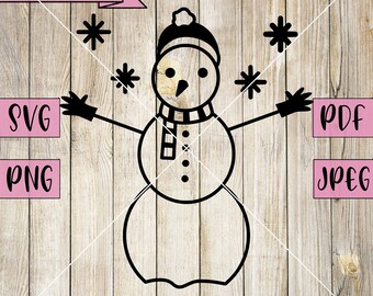 Frosty Snowman SVG, Christmas Decor Cut Files (Digital Download)