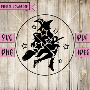 Witch Svg, Witch Broom Svg, Halloween Svg, Flying Witch Svg, Instant Download Svg, Witch Decal, Silhouette, Svg File, Halloween Witch , png