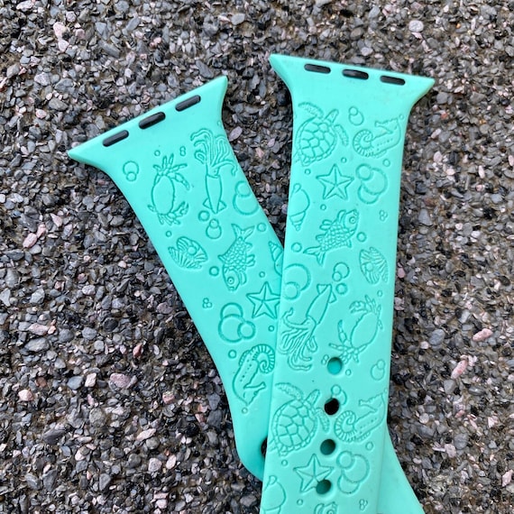 Laser Engraved Sea Creatures Apple Watch Band | Handmade