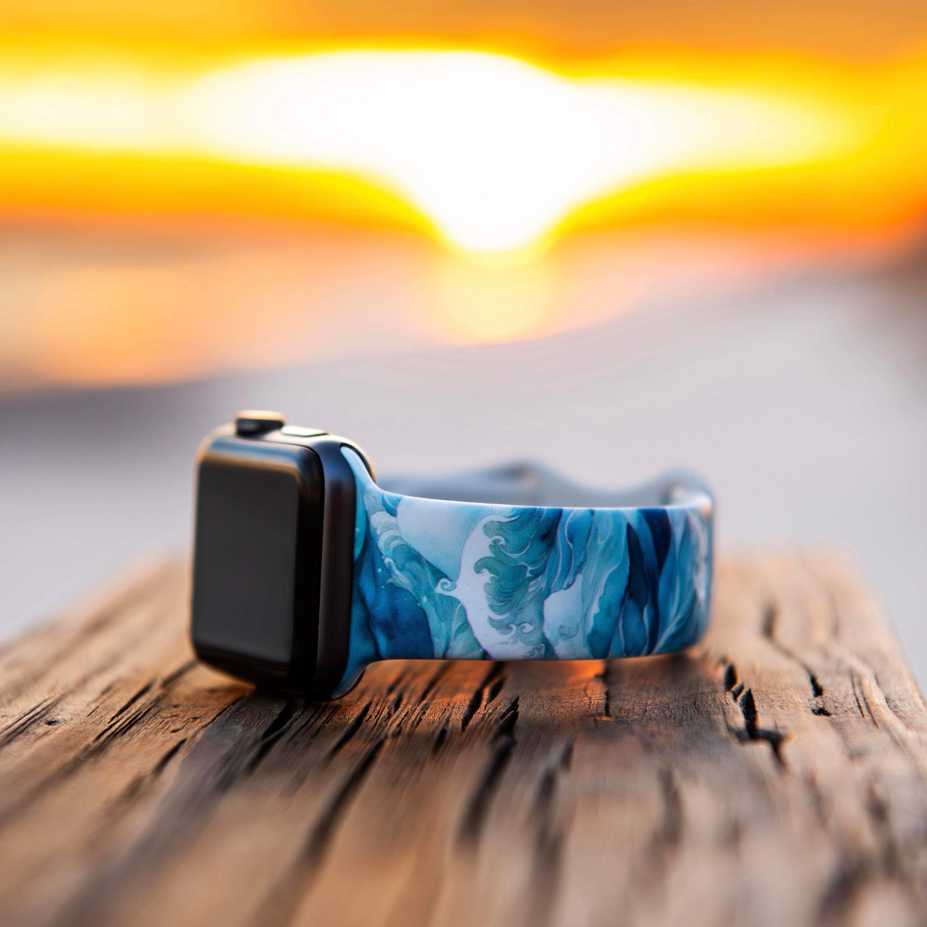 ? Ocean-Inspired Printed Silicone Watch Band Compatible with Apple Watch Surfer Apple Watch Silicone Engraved Band – Lux Bands Shop main image 4