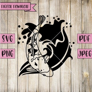 Koi Svg, Koi Fish Clipart, Koi Fish Decal, Koi Fish Svg, Pescado Svg, Pez Svg, Fish Svg, Vector, Silhouette, Cricut, Vinyl, Laser Cut File