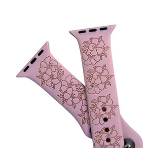 Apple Watchband 40mm, Apple Watch, Apple Watch Band, Flower Watch Band, Engraved Apple Watch Band, Engraved Apple Band, Apple Band Flowers