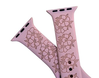 Correa Apple Watch 40 mm, Apple Watch, Correa Apple Watch, Correa para Apple Watch con flores, Correa Apple Watch grabada, Correa Apple grabada, Correa Apple con flores