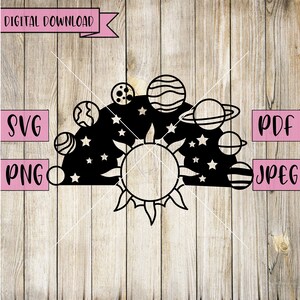 Système solaire SVG, Planètes SVG, Systèmes solaires Clipart, Planètes Décalcomanie, Décor du système solaire, Planète, Silhouette, Cricut, Vinyle, Fichier découpé au laser