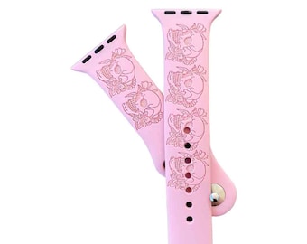 Correa para Apple Watch, Apple Watch, Correa grabada para Apple, Correa con calavera para Apple, Correa grabada, Correa con esqueleto para Apple, Correa para Apple Watch de 38 mm, Apple Watch