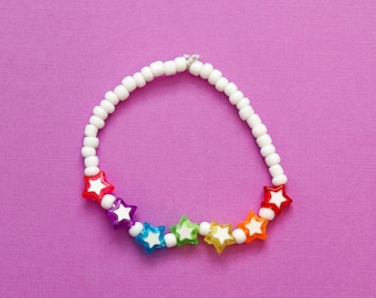 Rainbow Star Bracelet // Beaded Bracelet // Rainbow Bracelet // Star Bracelet //