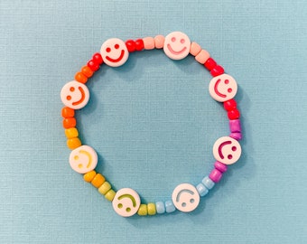 Rainbow Smiley Bracelet // Custom Smiley Bracelet // Smiley Face Bracelet