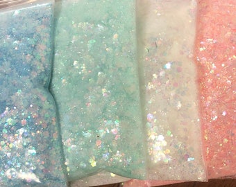 Chunky Iridescent Opal Clear Glitter - Chunky Mix