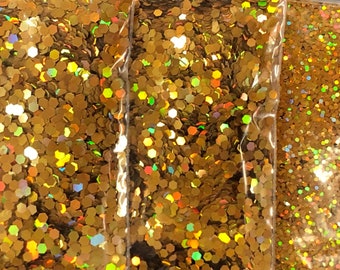 Single Size Yellow Holographic Glitter - One Size Glitter - 0.2mm, 1mm, 2mm, 2.5mm sequins. (Sunflower Yellow)