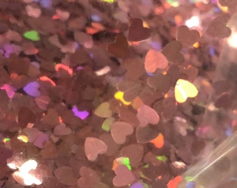 Pink Holographic Heart Shaped Glitter 3mm - (Flamingo Pink)