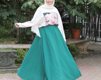 sage green chiffon skirt