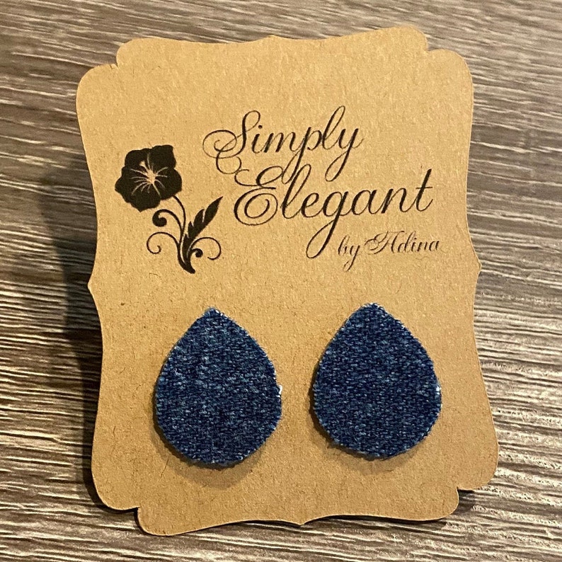 Denim Stud Earrings Stud Earrings Teardrop Shaped Blue Denim Earrings