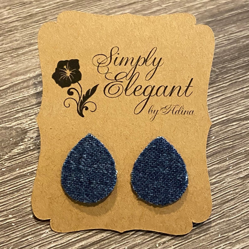 Denim Stud Earrings Stud Earrings Teardrop Shaped Blue Denim Earrings
