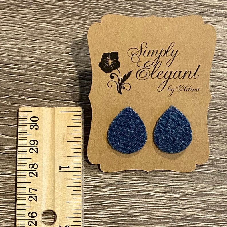 Denim Stud Earrings Stud Earrings Teardrop Shaped Blue Denim Earrings