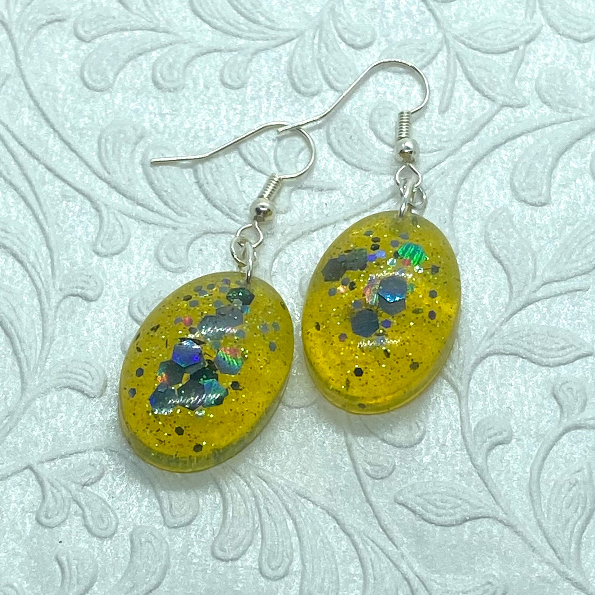 Handmade Acrylic Earrings Translucent Yellow with Iridescent Etsy